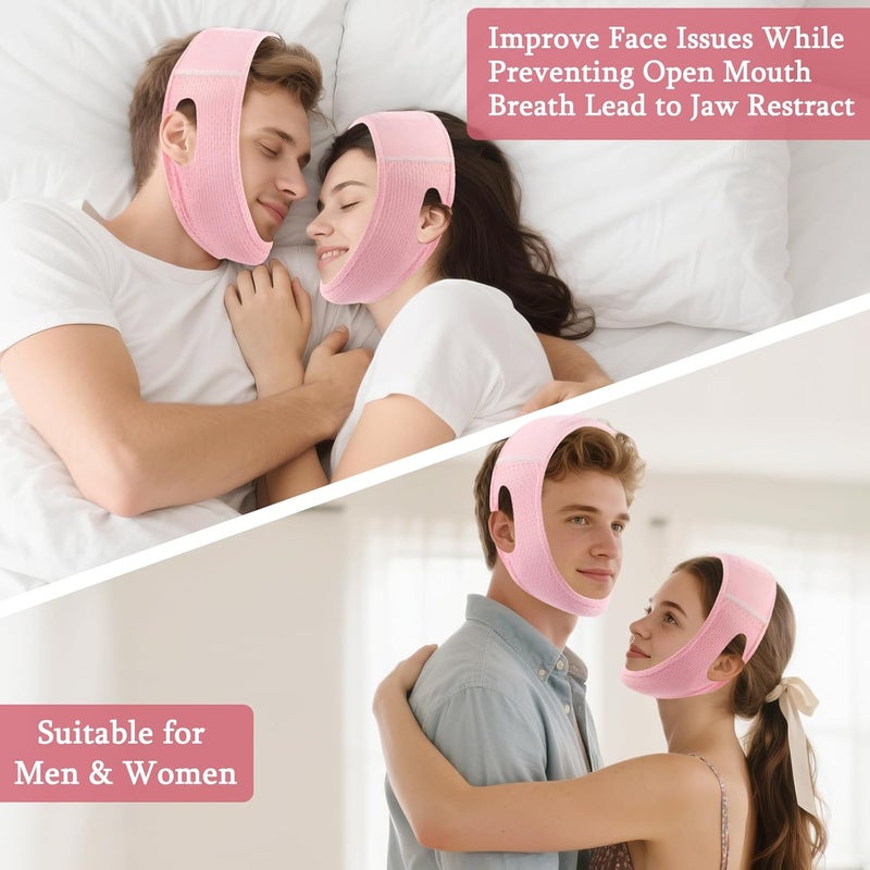 Skqi Face Lift V Line Lifting Jawline Shaper Chin Strap for Sleeping, Women Skin Sagging, Mouth Breath Jaw Retraction (Pink) - Image 4